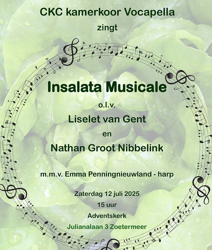 CKC kamerkoor Vocapella Zomerconcert: Insalata Musicale